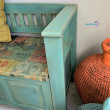 Load image into Gallery viewer, Shabby Chic Blue Storage Bench