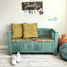 Load image into Gallery viewer, Shabby Chic Blue Storage Bench