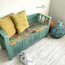 Load image into Gallery viewer, Shabby Chic Blue Storage Bench