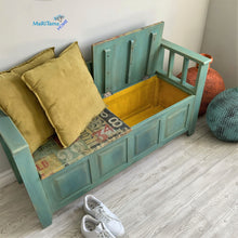 Load image into Gallery viewer, Shabby Chic Blue Storage Bench