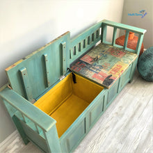 Load image into Gallery viewer, Shabby Chic Blue Storage Bench