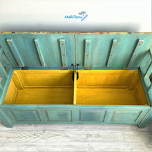 Load image into Gallery viewer, Shabby Chic Blue Storage Bench