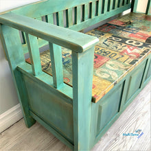 Load image into Gallery viewer, Shabby Chic Blue Storage Bench