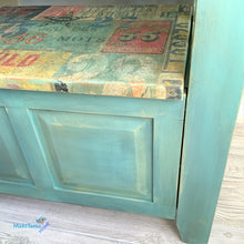 Load image into Gallery viewer, Shabby Chic Blue Storage Bench