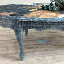 Load image into Gallery viewer, Paint Pour French Provincial Oval Blue/ Gold Coffee Table - Furniture MaRiTama HOME