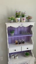Load and play video in Gallery viewer, Antique Farmhouse Lavender Kitchen/ Dining Hutch