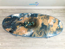 Load image into Gallery viewer, Paint Pour French Provincial Oval Blue/ Gold Coffee Table - Furniture MaRiTama HOME