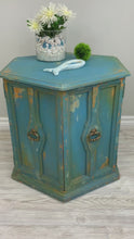 Load and play video in Gallery viewer, Blue Farmhouse Hexagonal Accent Table
