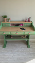 Load and play video in Gallery viewer, Pink Lace & Green Pinewood Desk