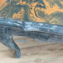 Load image into Gallery viewer, Paint Pour French Provincial Oval Blue/ Gold Coffee Table - Furniture MaRiTama HOME