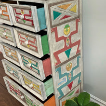 Load image into Gallery viewer, Antique Hand-Carved Thai Eclectic Boho Multi-colored Chest of Drawers - Furniture MaRiTama HOME