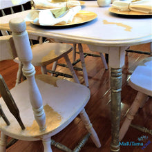 Load image into Gallery viewer, Antique Refinished Rose and Gold Dining Set (Table with extension leaf & 6 chairs) - Furniture MaRiTama HOME