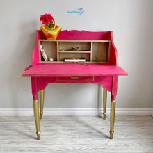 Load image into Gallery viewer, Antique Shocking Pink and Gold Writing Table - Furniture MaRiTama HOME