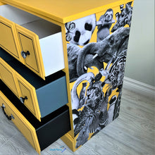 Load image into Gallery viewer, Black & White Animal Collage on Yellow Dresser - Furniture MaRiTama HOME