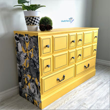 Load image into Gallery viewer, Black & White Animal Collage on Yellow Dresser - Furniture MaRiTama HOME