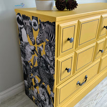 Load image into Gallery viewer, Black & White Animal Collage on Yellow Dresser - Furniture MaRiTama HOME