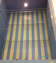 Load image into Gallery viewer, Blue and Yellow Striped Farmhouse Cabinet with Glass - Furniture MaRiTama HOME