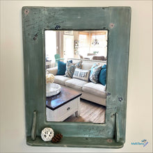 Load image into Gallery viewer, Blue Grey Wooden Farmhouse Mirror - Home Decor MaRiTama HOME