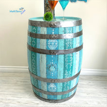 Load image into Gallery viewer, Boho Blue Antique Oak Bar Barrel with Glittery Resin Top - Furniture MaRiTama HOME