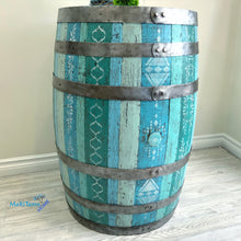 Load image into Gallery viewer, Boho Blue Antique Oak Bar Barrel with Glittery Resin Top - Furniture MaRiTama HOME