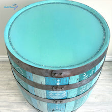 Load image into Gallery viewer, Boho Blue Antique Oak Bar Barrel with Glittery Resin Top - Furniture MaRiTama HOME