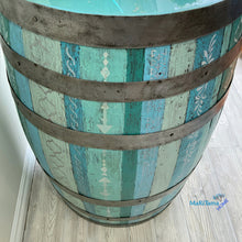 Load image into Gallery viewer, Boho Blue Antique Oak Bar Barrel with Glittery Resin Top - Furniture MaRiTama HOME