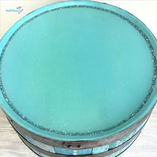 Load image into Gallery viewer, Boho Blue Antique Oak Bar Barrel with Glittery Resin Top - Furniture MaRiTama HOME
