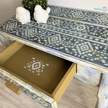 Load image into Gallery viewer, Boho Shabby Chic Blue and White Vanity/ Entryway Table / Desk - Furniture MaRiTama HOME