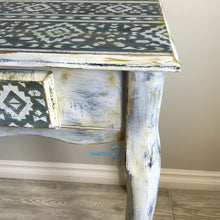 Load image into Gallery viewer, Boho Shabby Chic Blue and White Vanity/ Entryway Table / Desk - Furniture MaRiTama HOME
