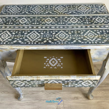 Load image into Gallery viewer, Boho Shabby Chic Blue and White Vanity/ Entryway Table / Desk - Furniture MaRiTama HOME