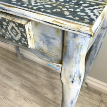 Load image into Gallery viewer, Boho Shabby Chic Blue and White Vanity/ Entryway Table / Desk - Furniture MaRiTama HOME