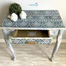 Load image into Gallery viewer, Boho Shabby Chic Blue and White Vanity/ Entryway Table / Desk - Furniture MaRiTama HOME