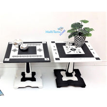 Load image into Gallery viewer, Contemporary Boho Graphite and White Side / End Accent Table Set - Furniture MaRiTama HOME
