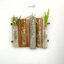 Load image into Gallery viewer, Custom made 5 Glass and Wood Wall Vase - Vases MaRiTama HOME
