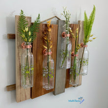 Load image into Gallery viewer, Custom made 5 Glass and Wood Wall Vase - Vases MaRiTama HOME