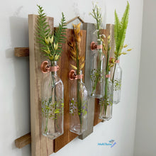Load image into Gallery viewer, Custom made 5 Glass and Wood Wall Vase - Vases MaRiTama HOME