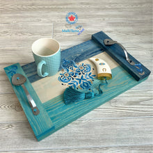 Load image into Gallery viewer, Custom made Farmhouse Style Wood with Spoon Handle Blue Tray - Decorative Trays MaRiTama HOME