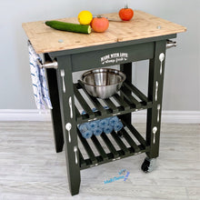Load image into Gallery viewer, Dark Green Wooden Top Kitchen Island Cart - Furniture MaRiTama HOME