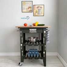 Load image into Gallery viewer, Dark Green Wooden Top Kitchen Island Cart - Furniture MaRiTama HOME