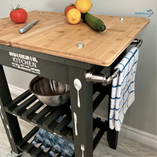 Load image into Gallery viewer, Dark Green Wooden Top Kitchen Island Cart - Furniture MaRiTama HOME