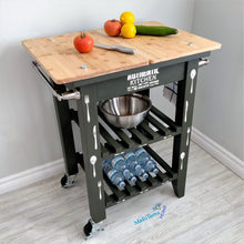 Load image into Gallery viewer, Dark Green Wooden Top Kitchen Island Cart - Furniture MaRiTama HOME
