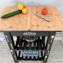 Load image into Gallery viewer, Dark Green Wooden Top Kitchen Island Cart - Furniture MaRiTama HOME