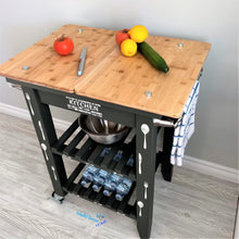 Load image into Gallery viewer, Dark Green Wooden Top Kitchen Island Cart - Furniture MaRiTama HOME