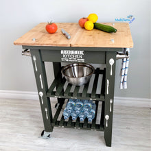 Load image into Gallery viewer, Dark Green Wooden Top Kitchen Island Cart - Furniture MaRiTama HOME