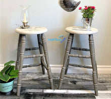 Load image into Gallery viewer, Grey and White Farmhouse Wooden Bar Stool Set - Furniture MaRiTama HOME