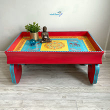Load image into Gallery viewer, Indian Art Coral and Turquoise Coffee Table - Coffee Tables MaRiTama HOME