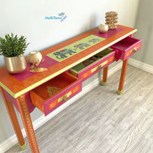 Load image into Gallery viewer, Indian Art Orange and Pink Entry Table - Furniture MaRiTama HOME