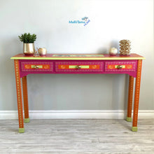 Load image into Gallery viewer, Indian Art Orange and Pink Entry Table - Furniture MaRiTama HOME
