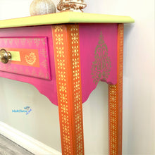 Load image into Gallery viewer, Indian Art Orange and Pink Entry Table - Furniture MaRiTama HOME
