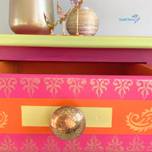 Load image into Gallery viewer, Indian Art Orange and Pink Entry Table - Furniture MaRiTama HOME